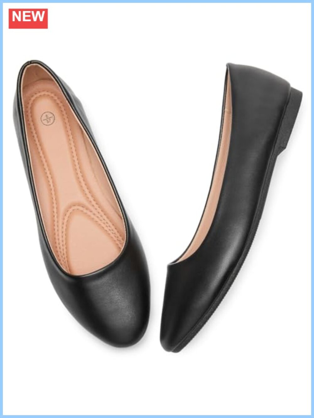 Women's PU Leather Ballet Flats Round Toe Slip On Dress Shoes